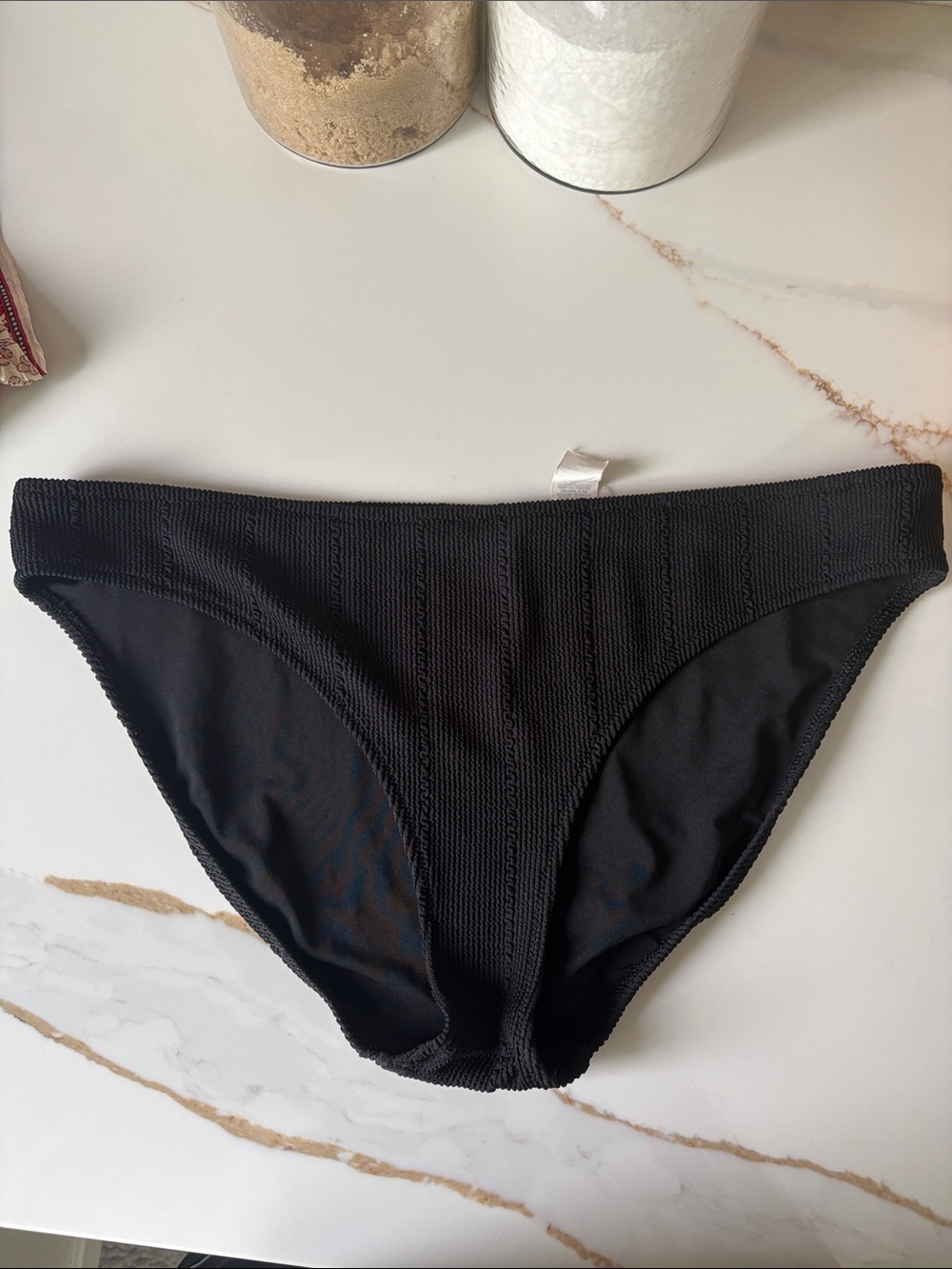 aerie Black Textured Bikini Bottom